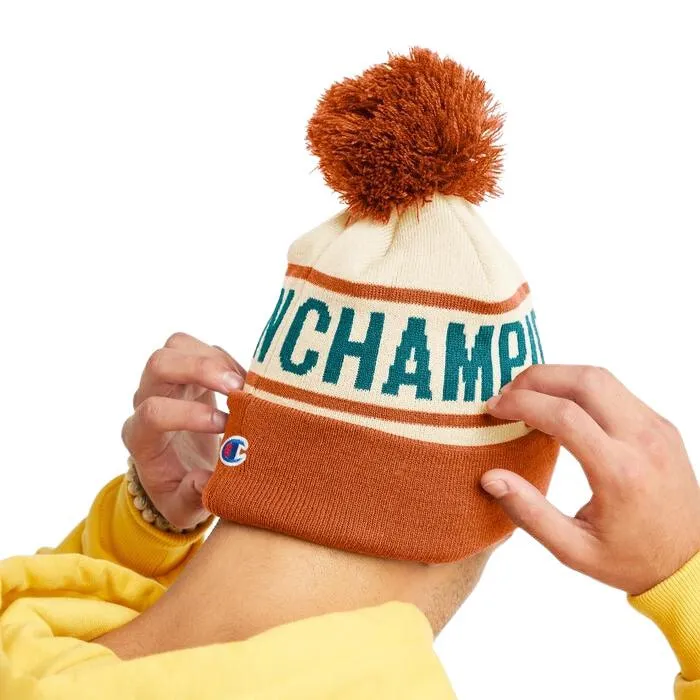 Gorro Champion With Cuff And Pom Naranja Blanco