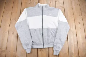 Vintage 1980s Nike Mini Logo Full Zip Sweatshirt / Vintage Nike Grey Tag / Sportswear / Made In USA / Color Block / Embroidered